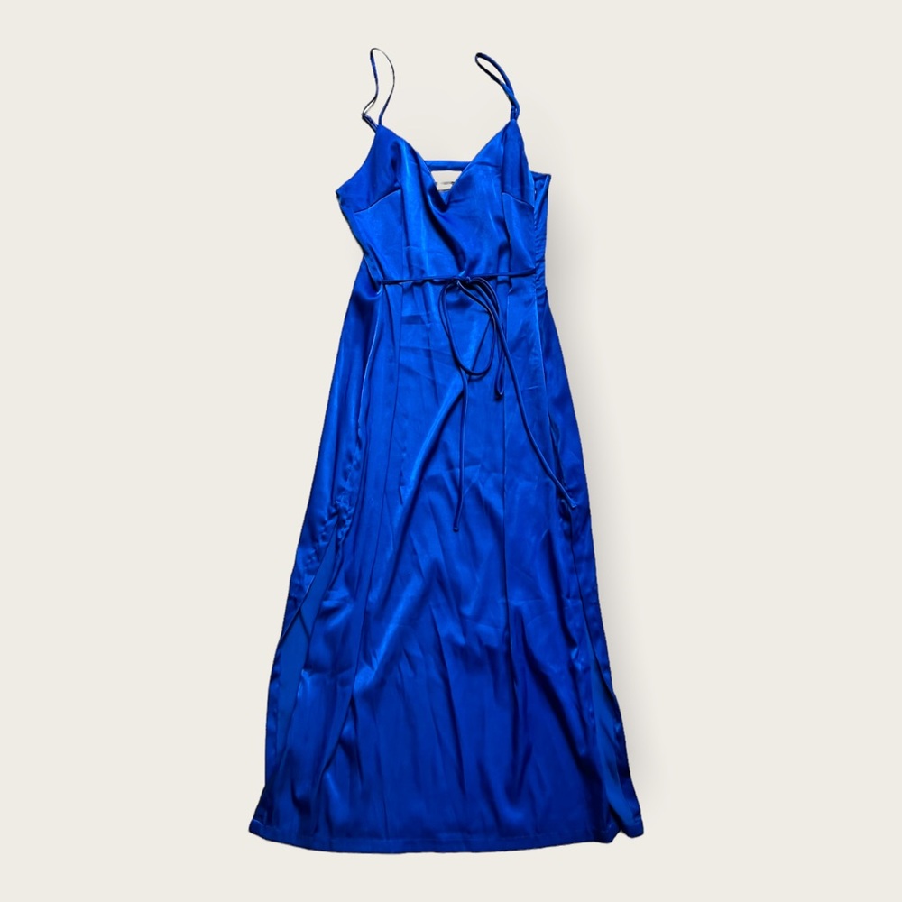 Cobalt Blue Satin Silky Slip Dress - Urban Outfitters